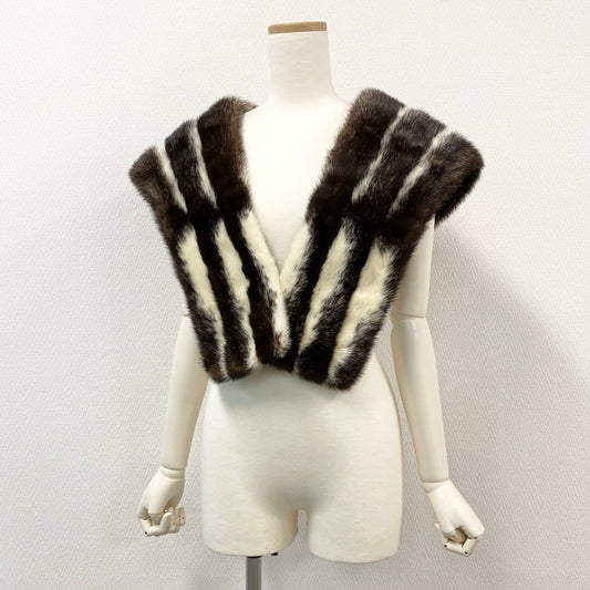 87j23 最高級毛皮 クロスミンク ミンクファー 毛皮マフラー ティペット 衿巻 アイボリー ブラウン ミンクファー レディースu02t