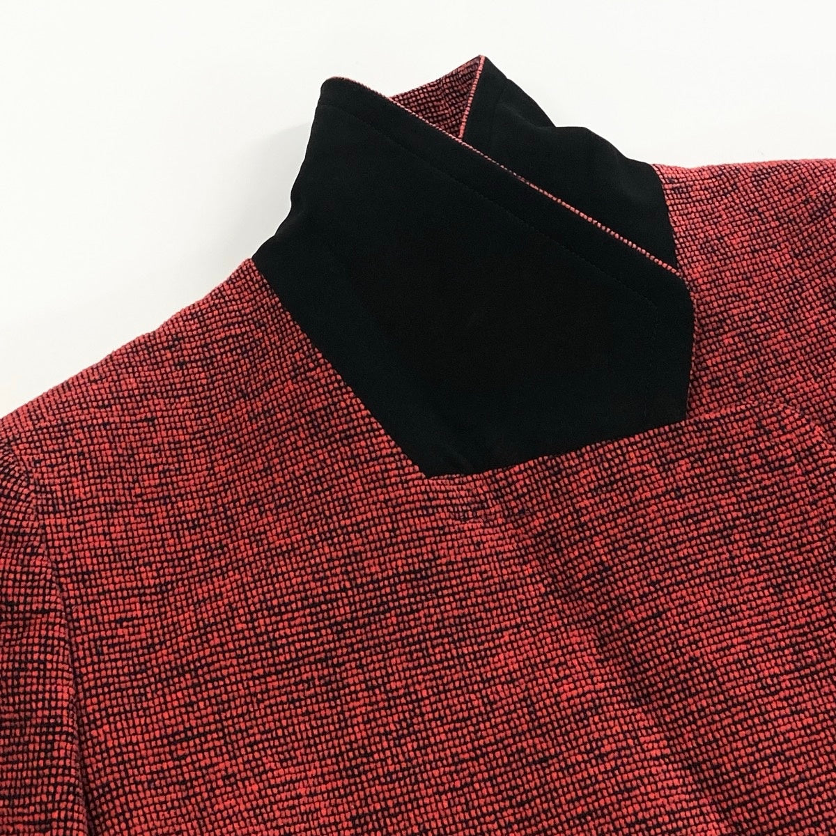8f5 【美品】 Christian Dior クリスチャンディオール セットアップ スカートスーツ ツイードジャケット ダブルブレスト フォーマル バイカラー サイズ9 ブラック レッド  レディース 女性服u02t