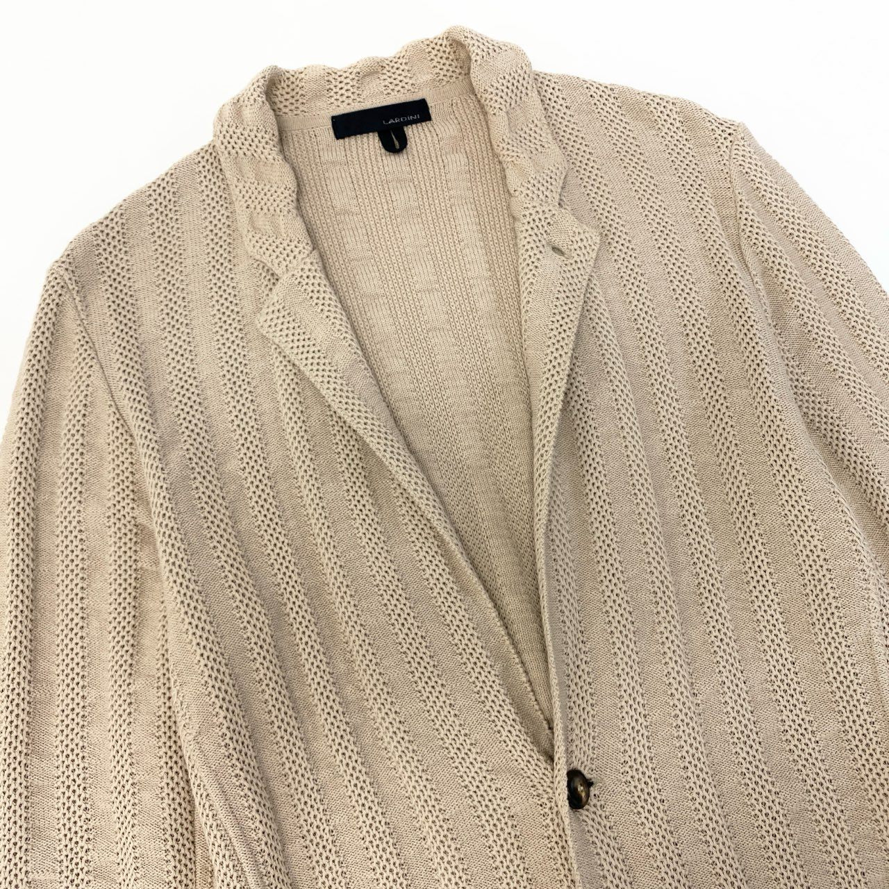 60c6 LARDINI ラルディーニ ニットジャケットカーディガン ニットセーター コットンニット Mサイズ ベージュ コットン100％ メンズ 男性用u02t