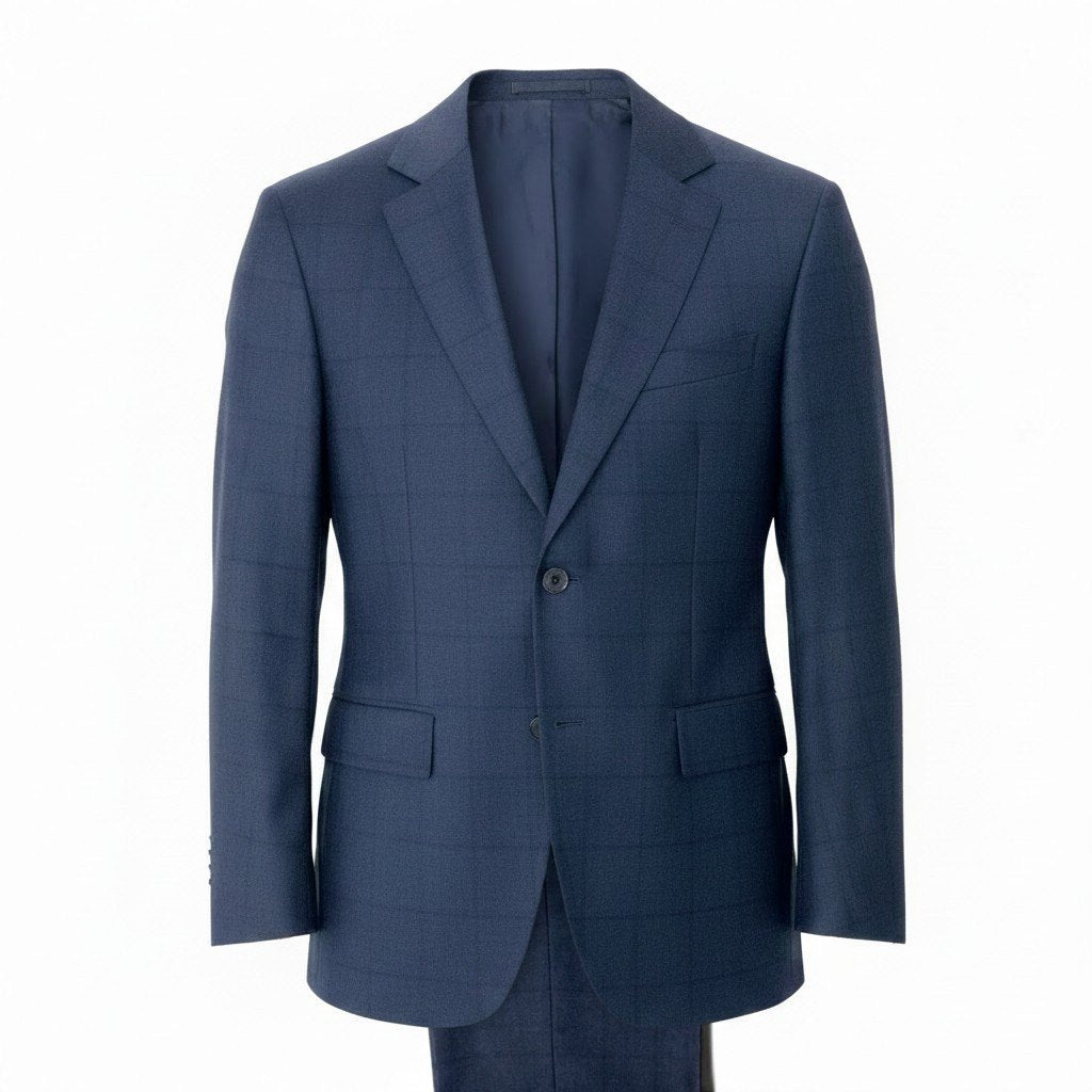 88g20 【美品】 Salvatore Ferragamo サルヴァトーレフェラガモ セットアップ シングルスーツ 2B チェック柄 サイズ52-7R ネイビー バージンウール100％ メンズ 紳士服u02t