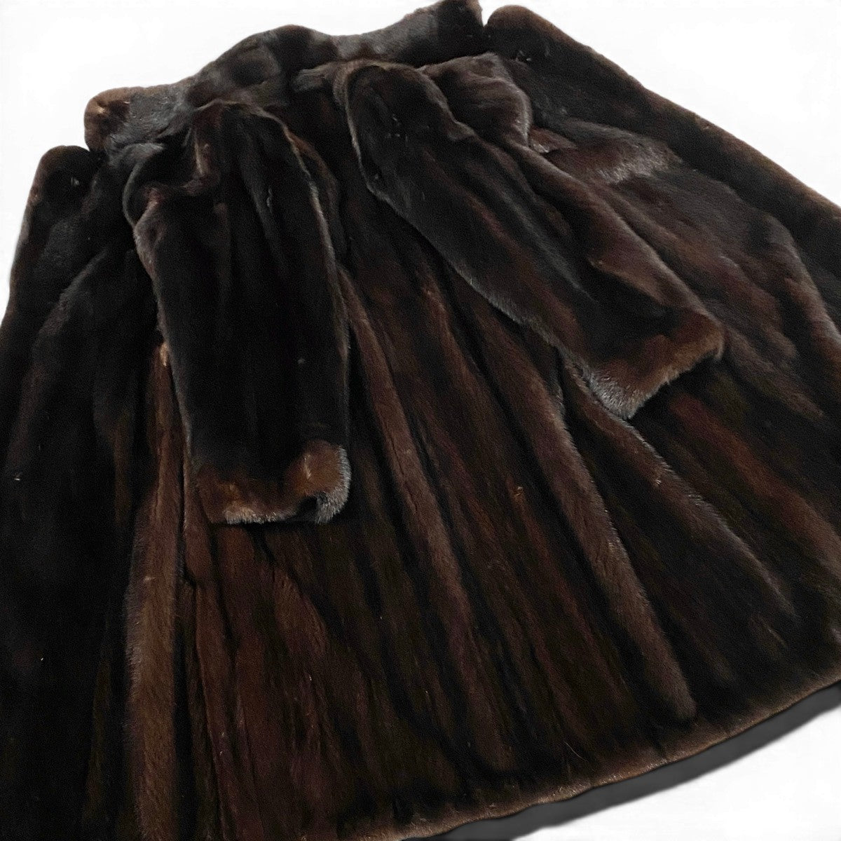 86f11 MIO ダークミンク 超ロングコート 丈110cm サイズF ブラウン 本毛皮 Dark Mink Long Coat リアルファーt18r