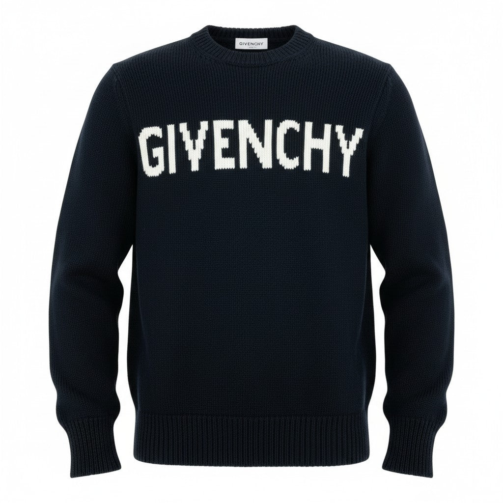 Ec2 GIVENCHY ジバンシー フロントロゴ 4G コットンニットセーター サイズS ブラック コットン100 メンズ トップスk02i