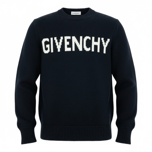 Ec2 GIVENCHY ジバンシー フロントロゴ 4G コットンニットセーター サイズS ブラック コットン100 メンズ トップスk02i