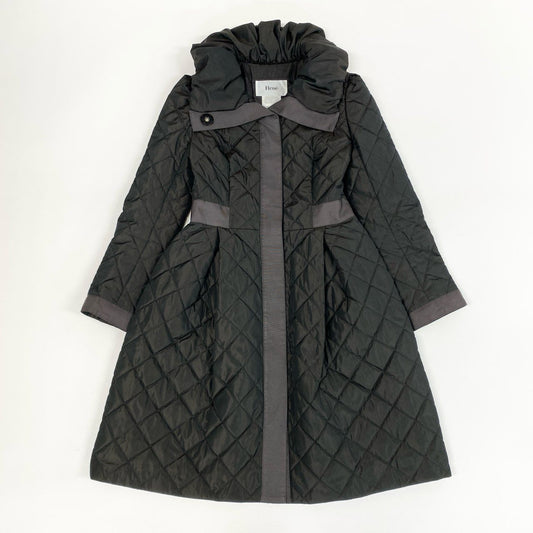 34j27《美品》 Rene ルネ TISSUE ロイヤルスウィート キルティングコート ロングコート 中綿 日本製 6438040 38 ダークブラウンo07t