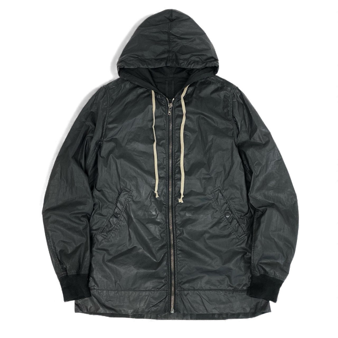 8L5 Rick Owens リックオウエンス コーティングパーカー ジップパーカー DRKSHDW アウター DU3762 Lサイズ ブラック メンズu02t