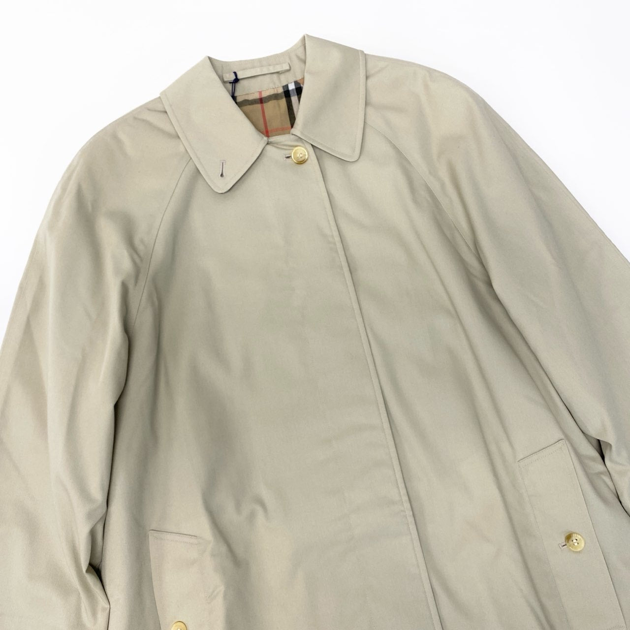 Ib23【極美品】Burberrys バーバリーズ デッドストック ステンカラーコート ノバチェック イングランド製 8サイズ ベージュ レディース 女性用k02i