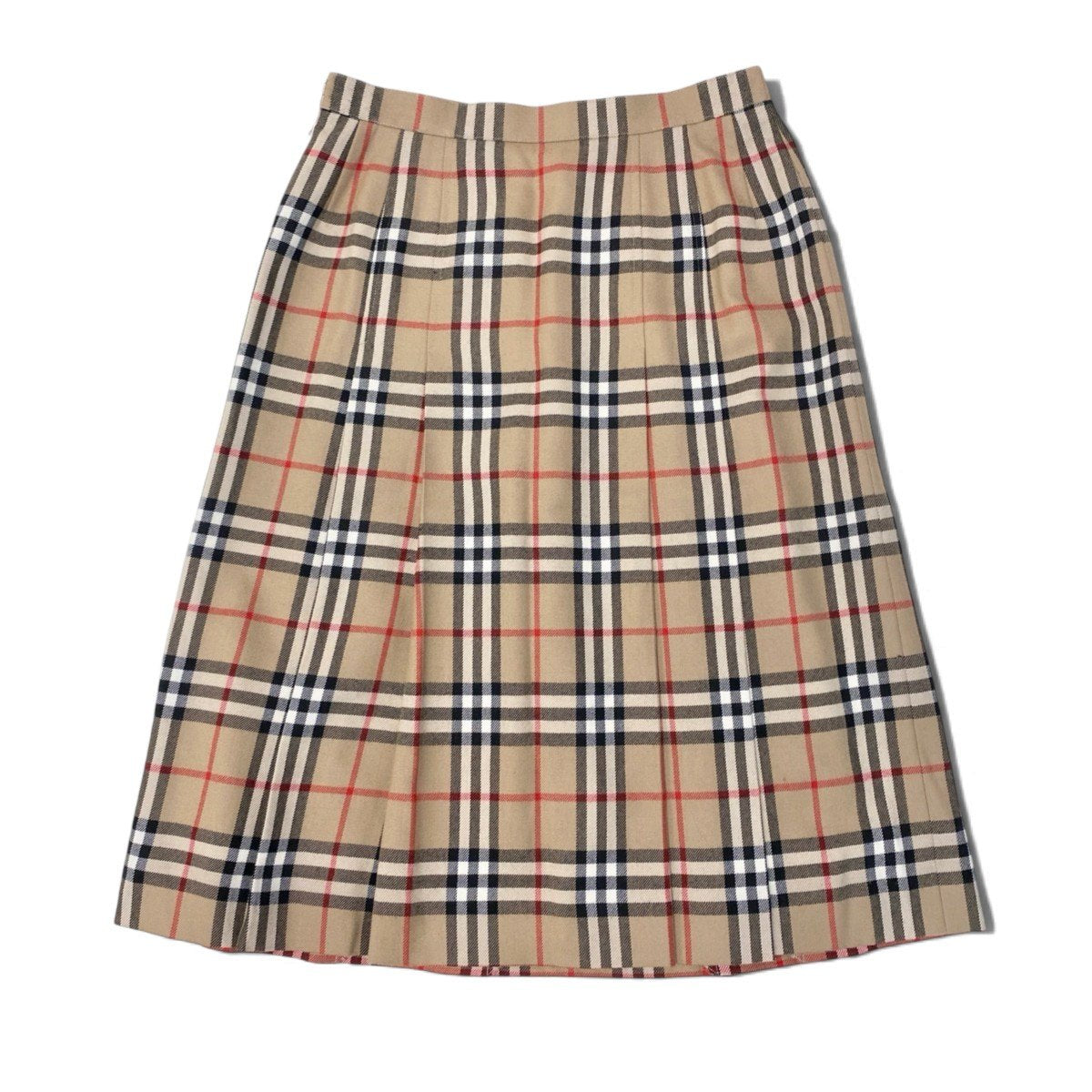 30j4 BURBERRYS バーバリーズ プリーツスカート ノバチェック ウールスカート 13BRサイズ ベージュ ウール100％ レディース 女性用u02t