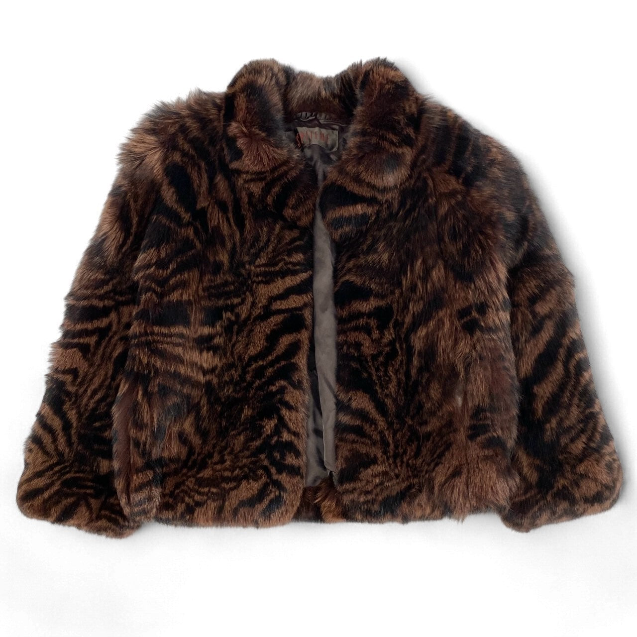 27k14《希少》 ROTINY ロティニー 染めフォックスファー ゼブラ柄 ハーフコート M ブラウン 最高級毛皮 FOX FUR ボリューム◎t18r