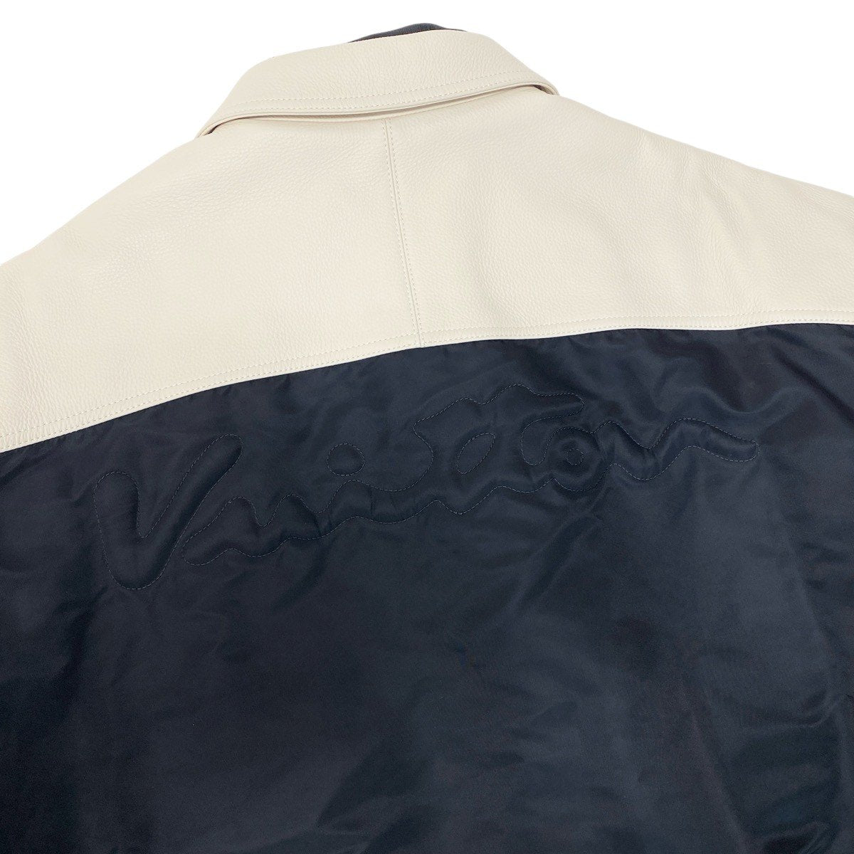 Mf19《未使用品》 LOUIS VUITTON ルイヴィトン 24SS カリグラフィー レザー × ナイロン ジャケット Calligraphy Leather Nylon Jacket サイズ50 ホワイト ブラックt18r