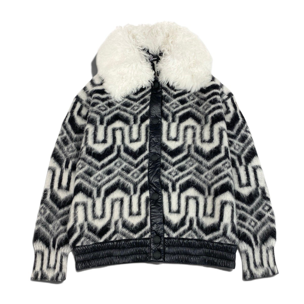Ii4 【未使用タグ付】 MONCLER モンクレール 2022AW GRENOBLE APRES-SKI カーディガン ニットジャケット H20989B00002 M2085 サイズS ブラック ホワイト レディースk02i