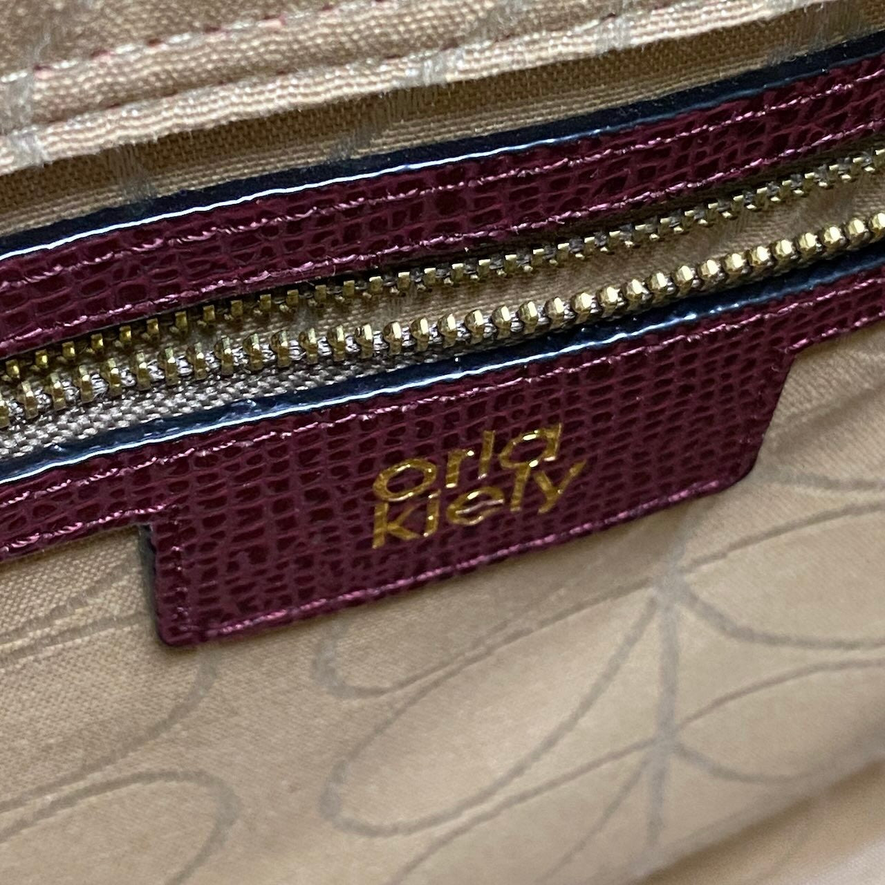 Be16 《極美品》 Orla Kiely オーラカイリー 2WAY レザーショルダーバッグ  ボルドー 本革 パンチング加工 カバン ハンドバッグt18r