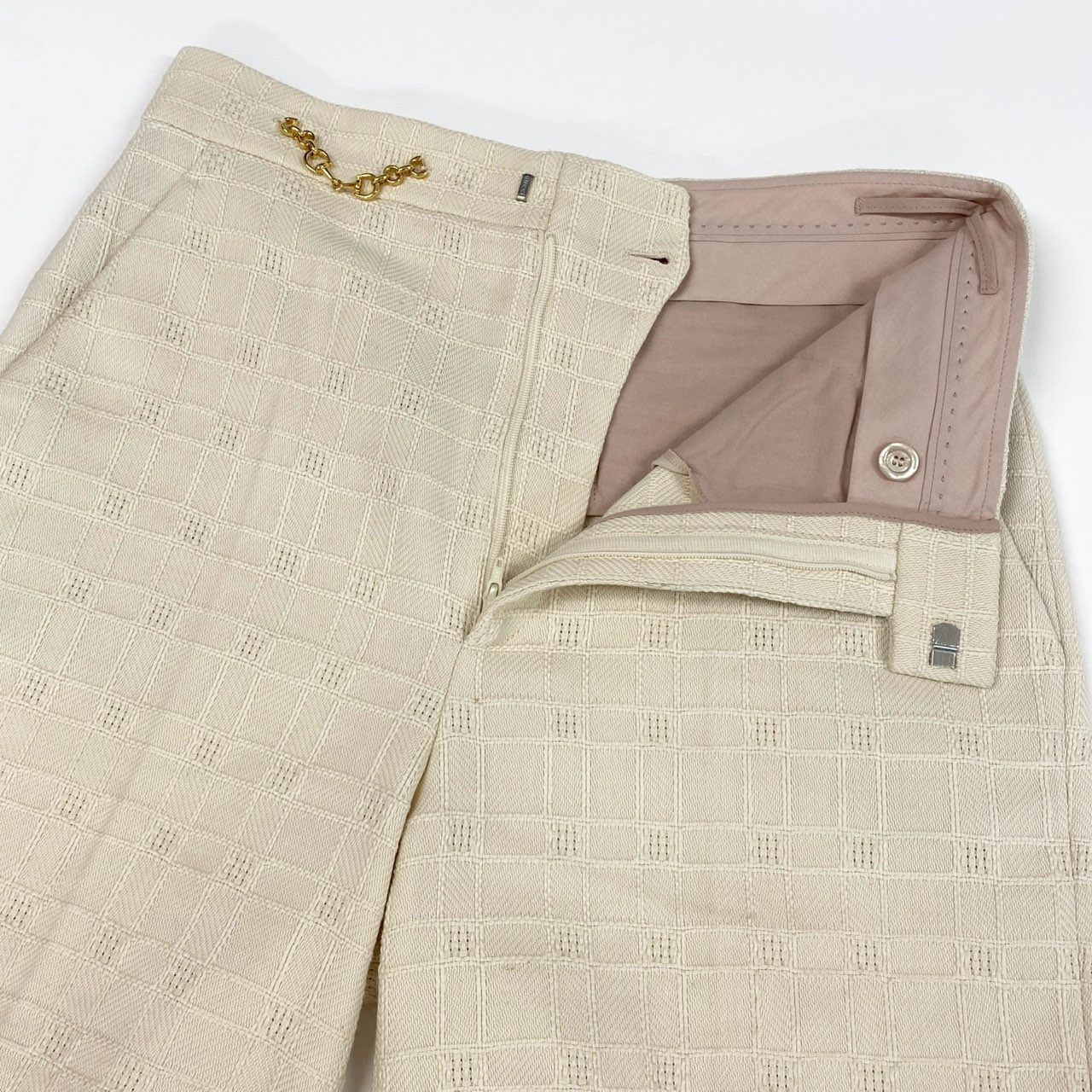 Ed10 GUCCI グッチ ホースビットチェーン ツイード ショートパンツ 631499 サイズ38 アイボリーu02t