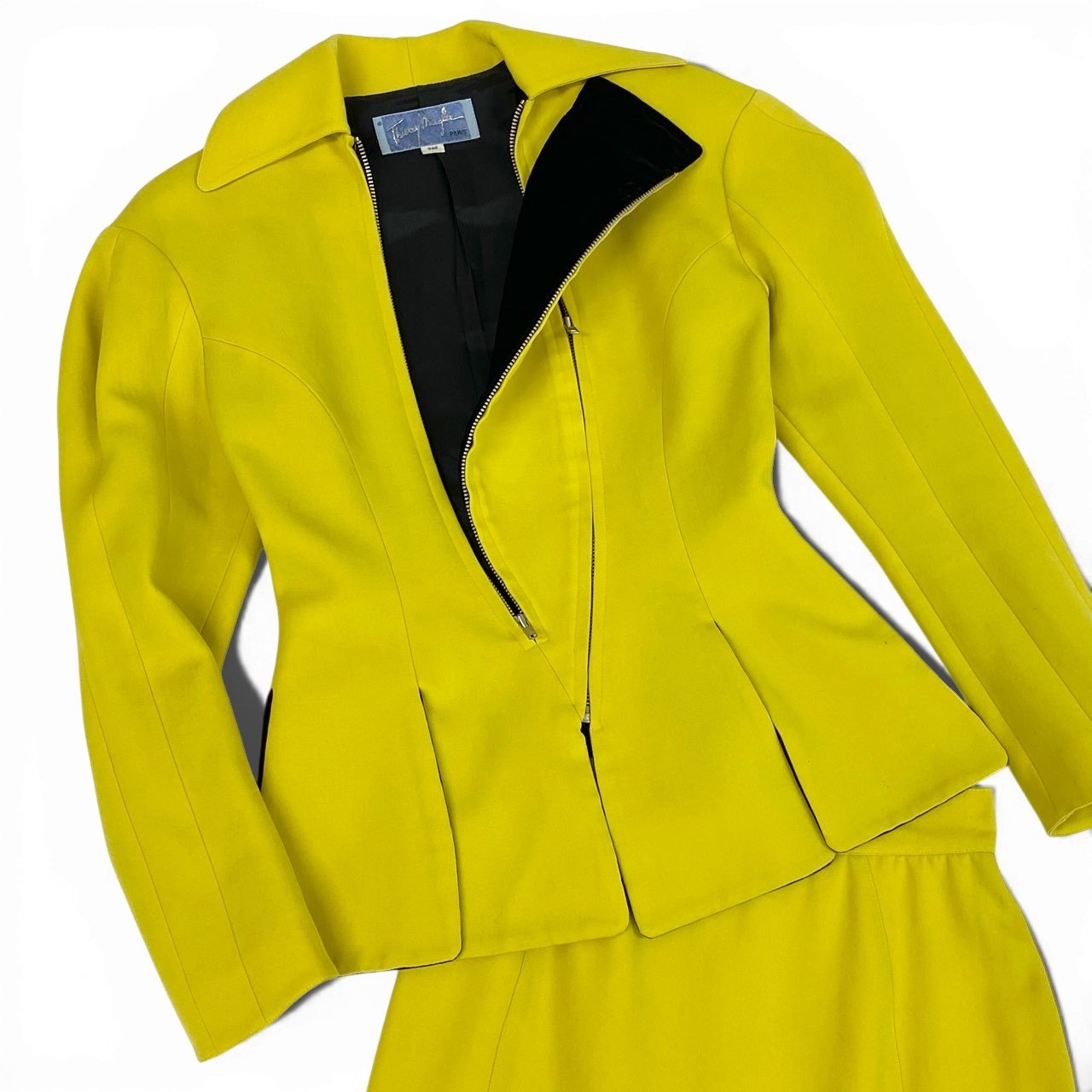 27a23 Thierry Mugler ティエリーミュグレー W Zip Set Up ダブルジップデザイン セットアップ 9AR イエロー 希少デザイン Vintage ヴィンテージt18r