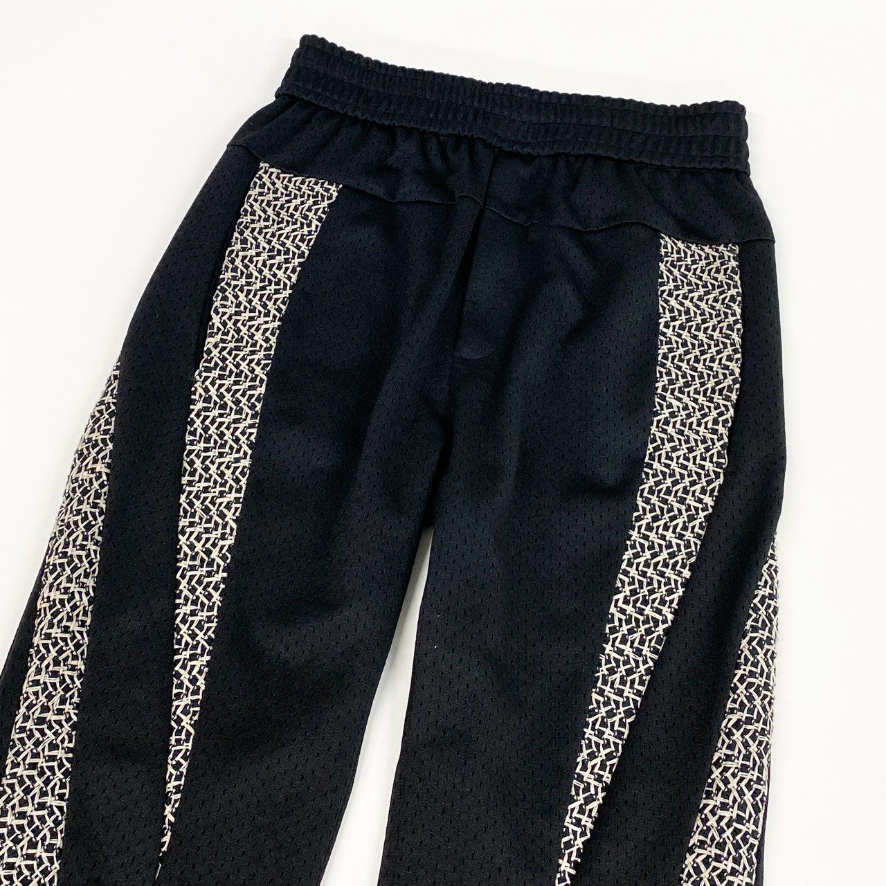 49L8 【美品】NAMESAKE ネイムセイク メッシュトラックパンツ ボトムス Sサイズ相当 ブラック アイボリー ポリエステル100％ メンズo07t