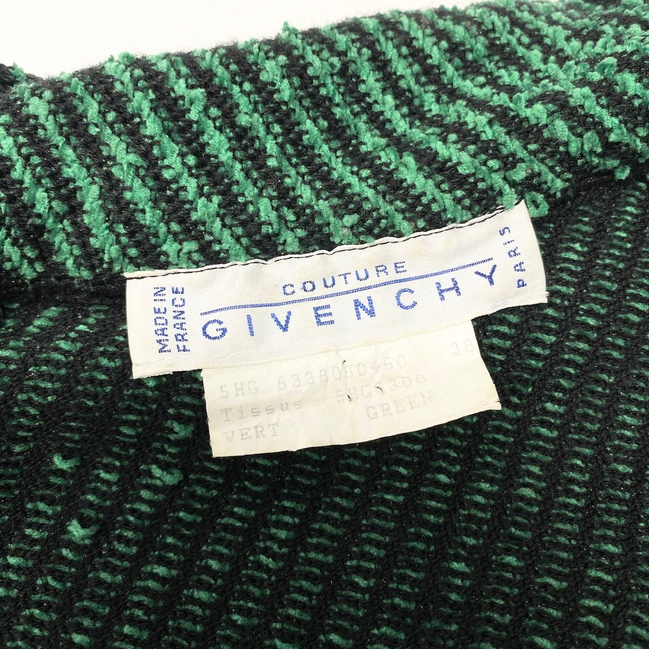 7d24 GIVENCHY ジバンシー ニットジャケット ストライプ柄 サイズ38 グリーン ブラック ウールブレンド レディース 女性服o07t