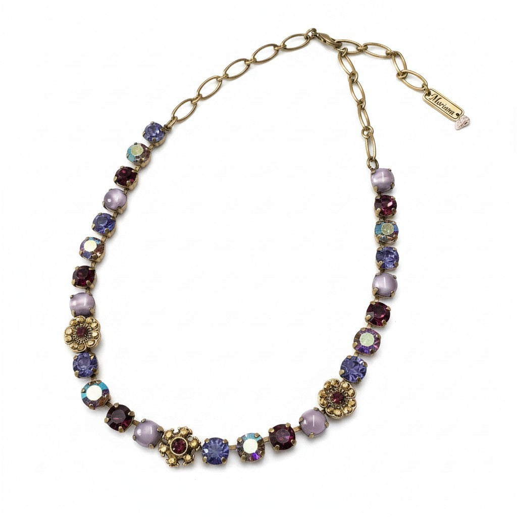h11 22 《美品》 Mariana マリアナ 天然石 × クリスタル ビジュー パープル アクセサリー ジュエリー アンティークt18r