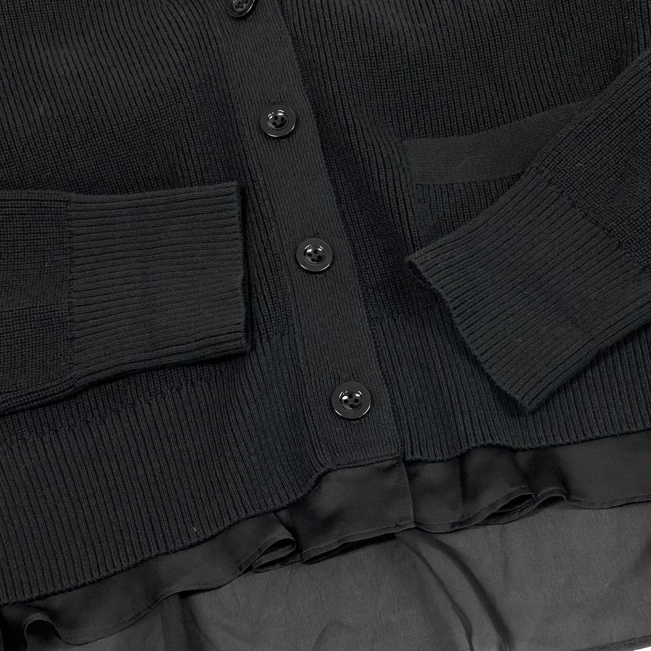 Ad23 sacai サカイ 23ss ニット サテン カーディガン ロングスリーブ 23-06500 サイズ1 ブラック レディース 女性用k02i