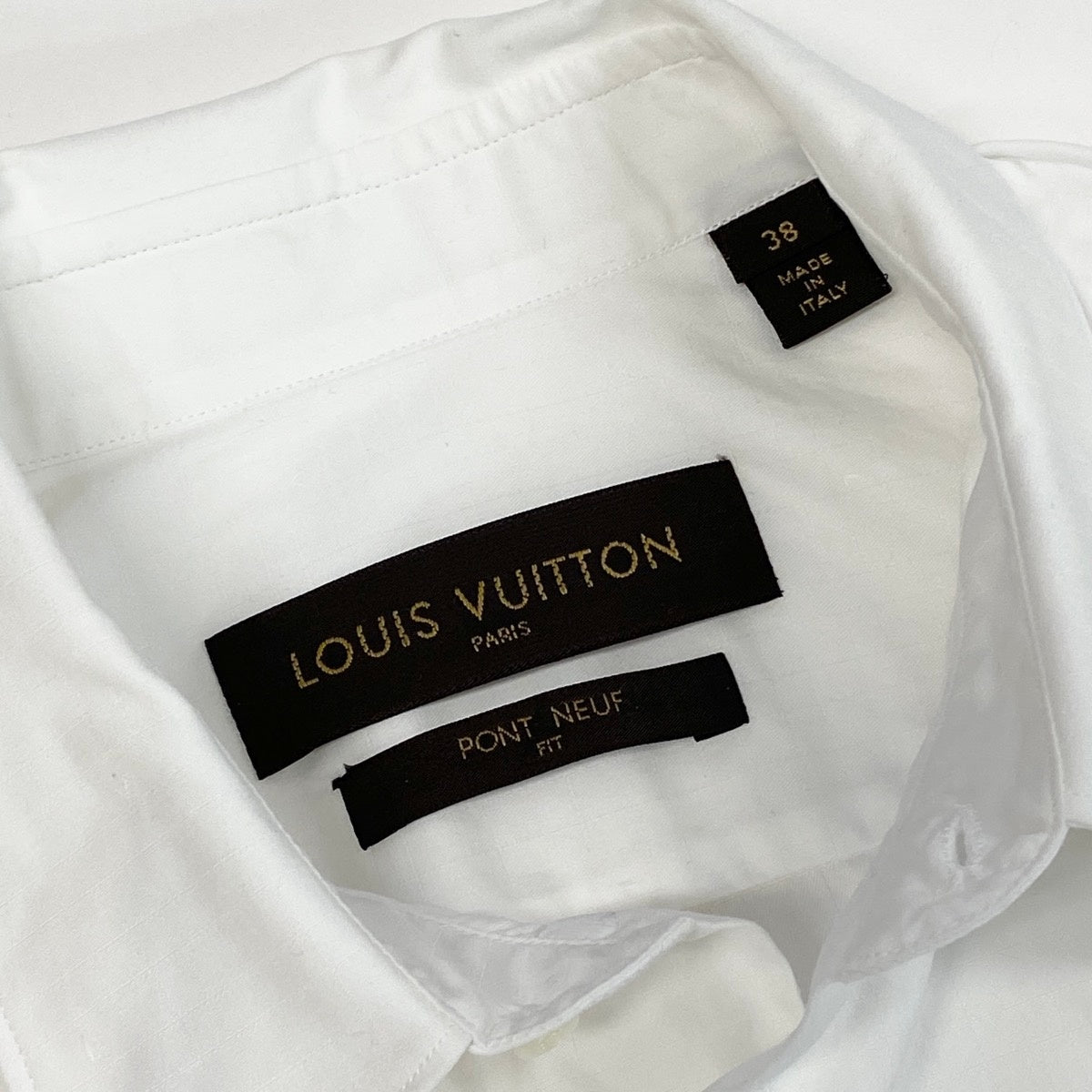 9f5 LOUIS VUITTON ルイヴィトン PONT NEUF FIT LVロゴ 長袖シャツ コットンシャツ サイズ38 ホワイト コットン100％ メンズ 紳士服u02t