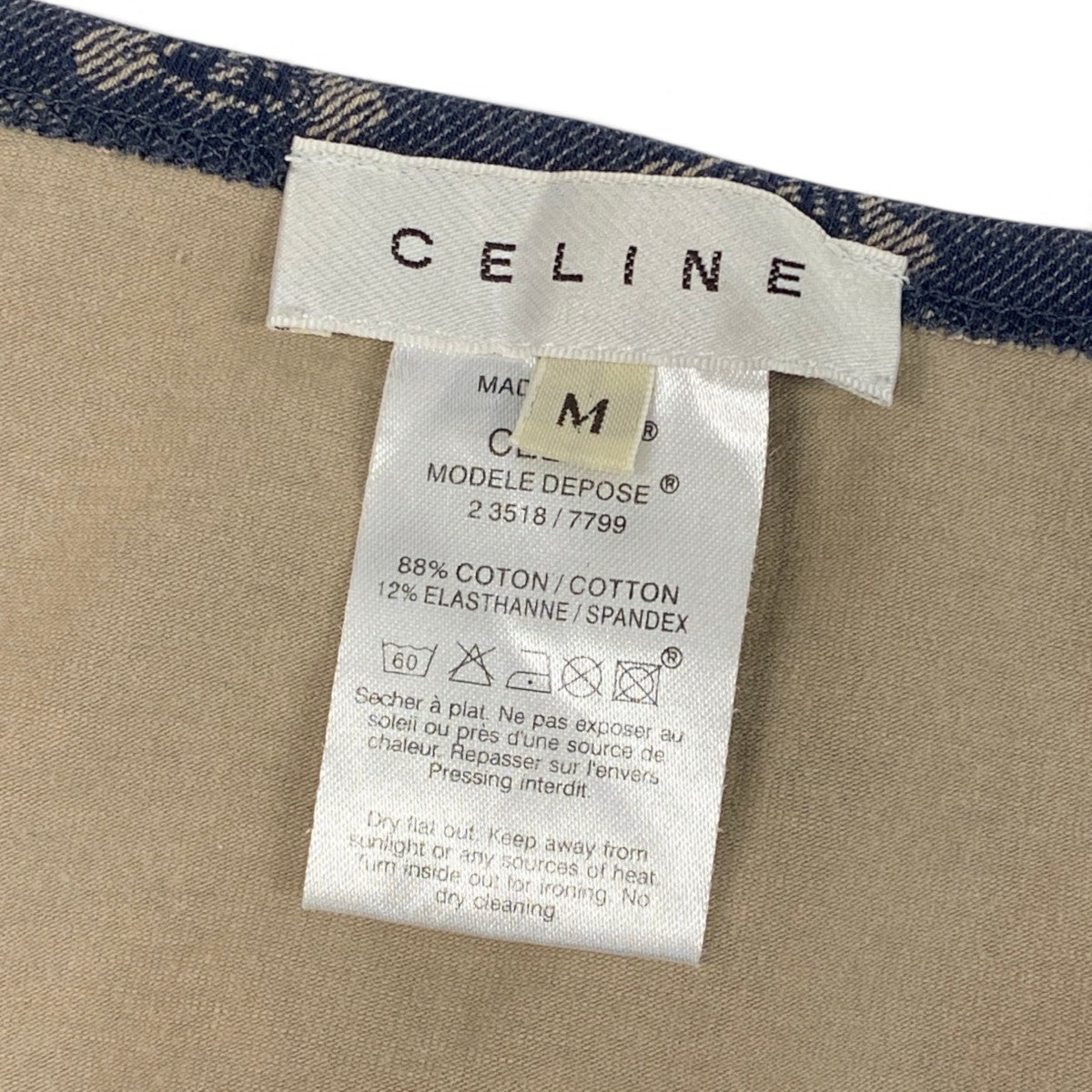 h31 CELINE ヴィンテージカットソー マカダム柄 Vネック イタリア製 Mサイズ アイボリー  レディース 女性用k02i