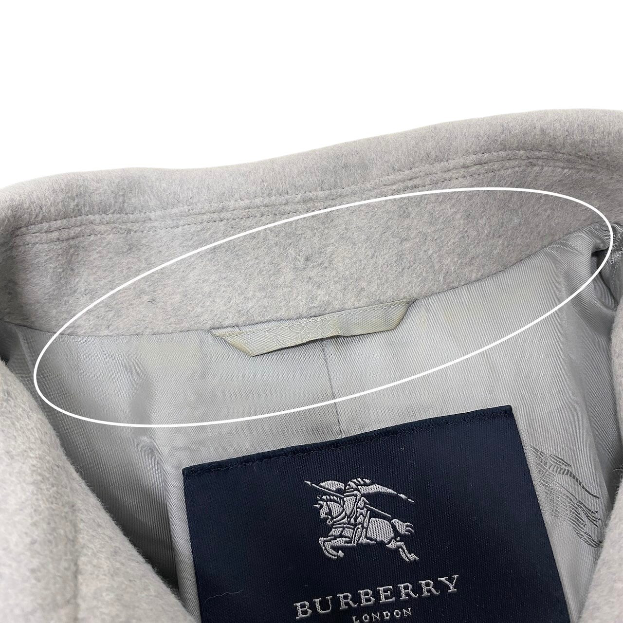 68g4 BURBERRY LONDON バーバリー ステンカラーコート ロングコート アンゴラ混 サイズ40 ライトグレー レディース 女性用o07t