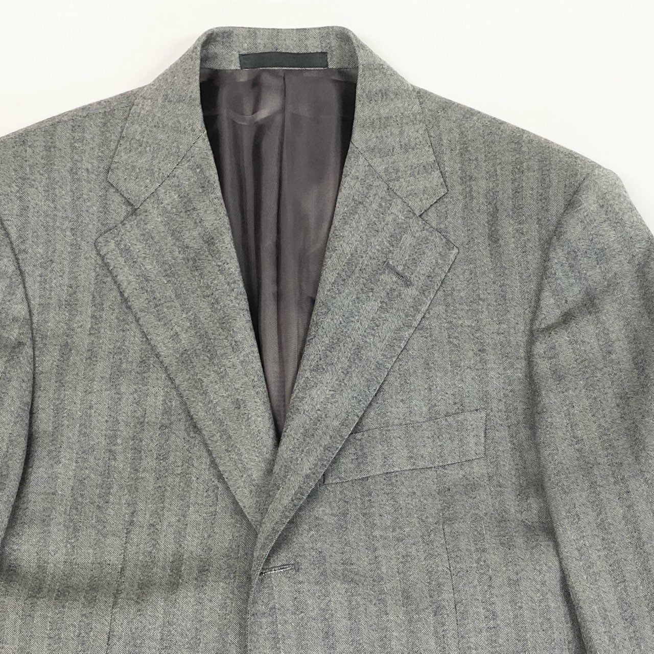 22a23 Raffaele Caruso ラファエルカルーゾ シングルスーツ セットアップ ビジネス 46 7R グレー ヘリンボーン ウールカシミヤ メンズu02t