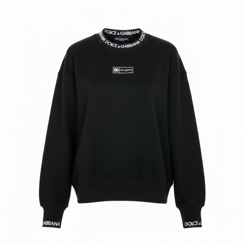 e11 《未使用品》定価16万 DOLCE&GABBANA ドルチェアンドガッバーナ ロゴクルーネック アイコンスウェット Logo Crew Neck Icon Sweat サイズXS ブラック D&G ドルガバ タグ付t18r