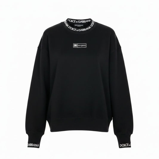 e11 《未使用品》定価16万 DOLCE&GABBANA ドルチェアンドガッバーナ ロゴクルーネック アイコンスウェット Logo Crew Neck Icon Sweat サイズXS ブラック D&G ドルガバ タグ付t18r