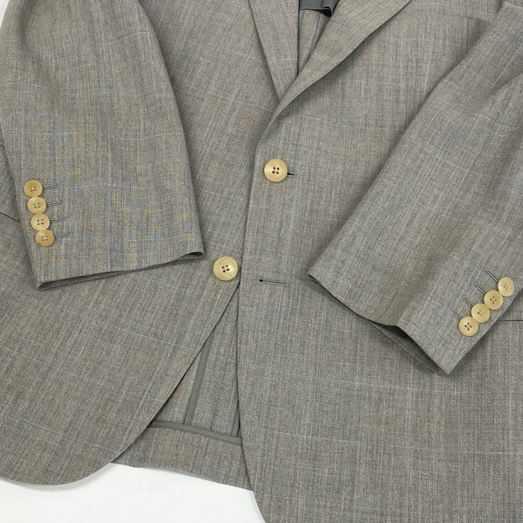 52l24 BURBERRY バーバリー スーツセットアップ テーラードジャケット シングルジャケット スラックス チェック AB4サイズ グレー ウール100％ メンズo07t