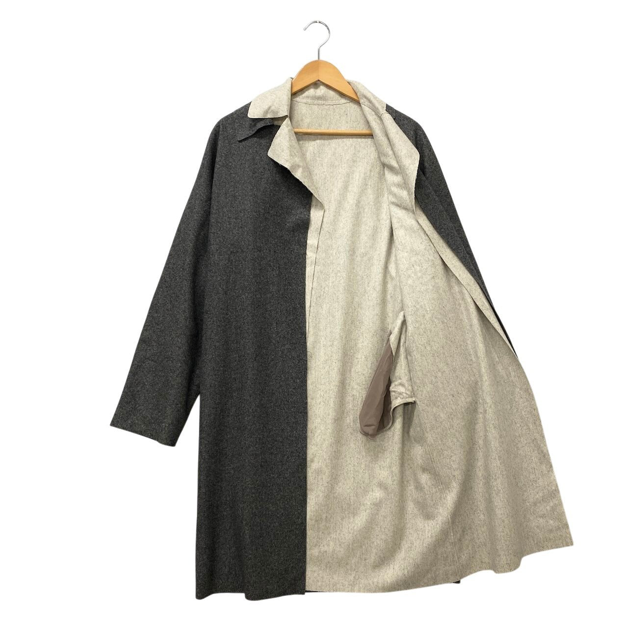 29e18 【美品】DUSAN ドゥサン カシミヤロングコート レイヤードコート イタリア製 XSサイズ グレー カシミヤ100％ メンズ 男性用u02t