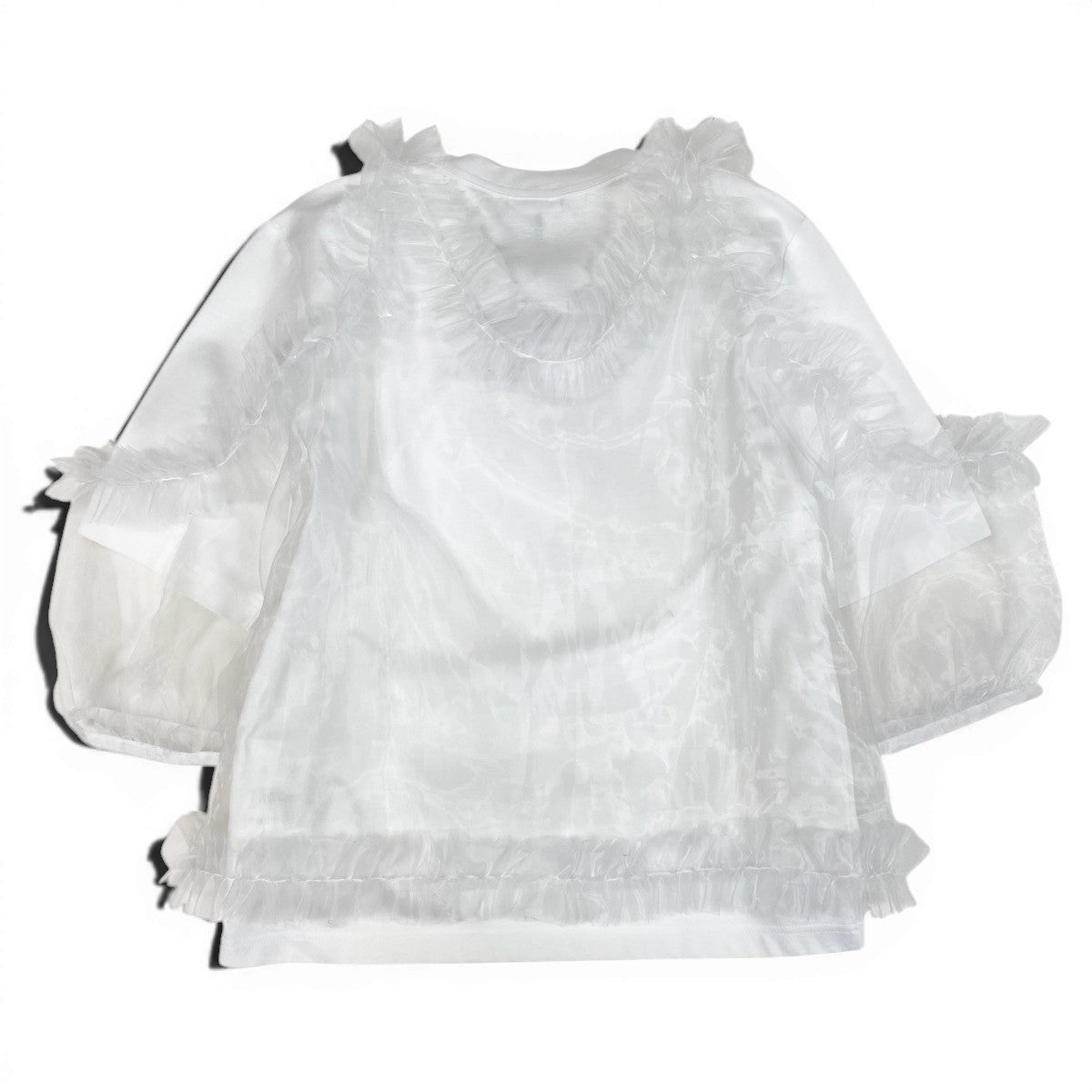 Ag10 【美品タグ付】 COMME des GARCONS コムデギャルソン noir kei ninomiya 2025年 チュールフリルTシャツ サイズXS ホワイト レディースk02i