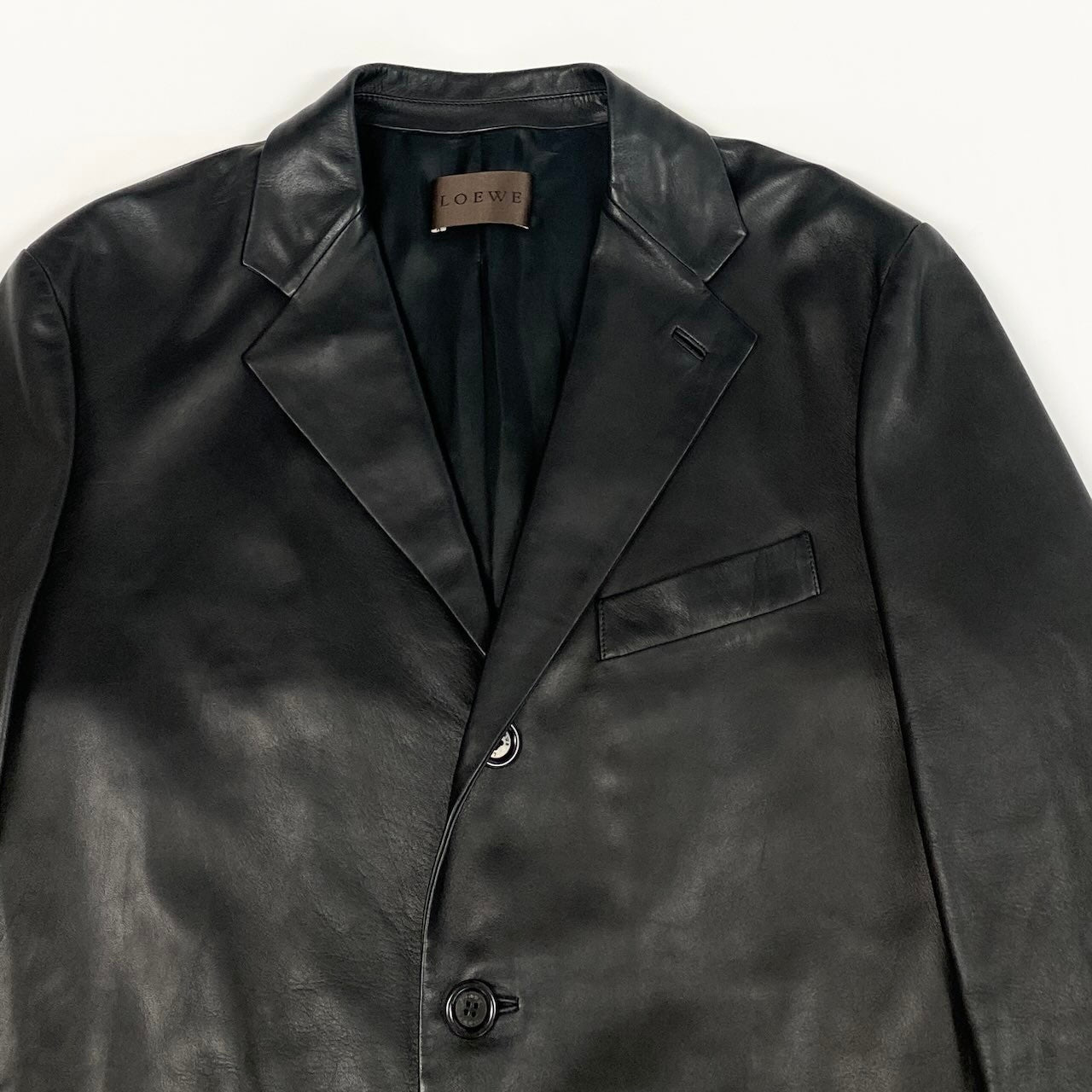 23e14 LOEWE ロエベ レザージャケット テーラードジャケット 3B 50サイズ ブラック レザー100％ メンズ 男性用k02i