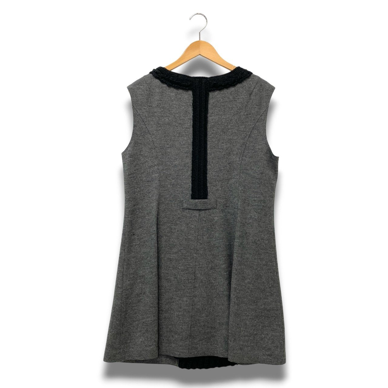 69c2 HIROKO BIS ヒロコビス ヒロココシノ ノースリーブワンピース 膝丈ワンピース アラン編み レディース 女性服 サイズ40 グレー ブラック ウール100％u02t