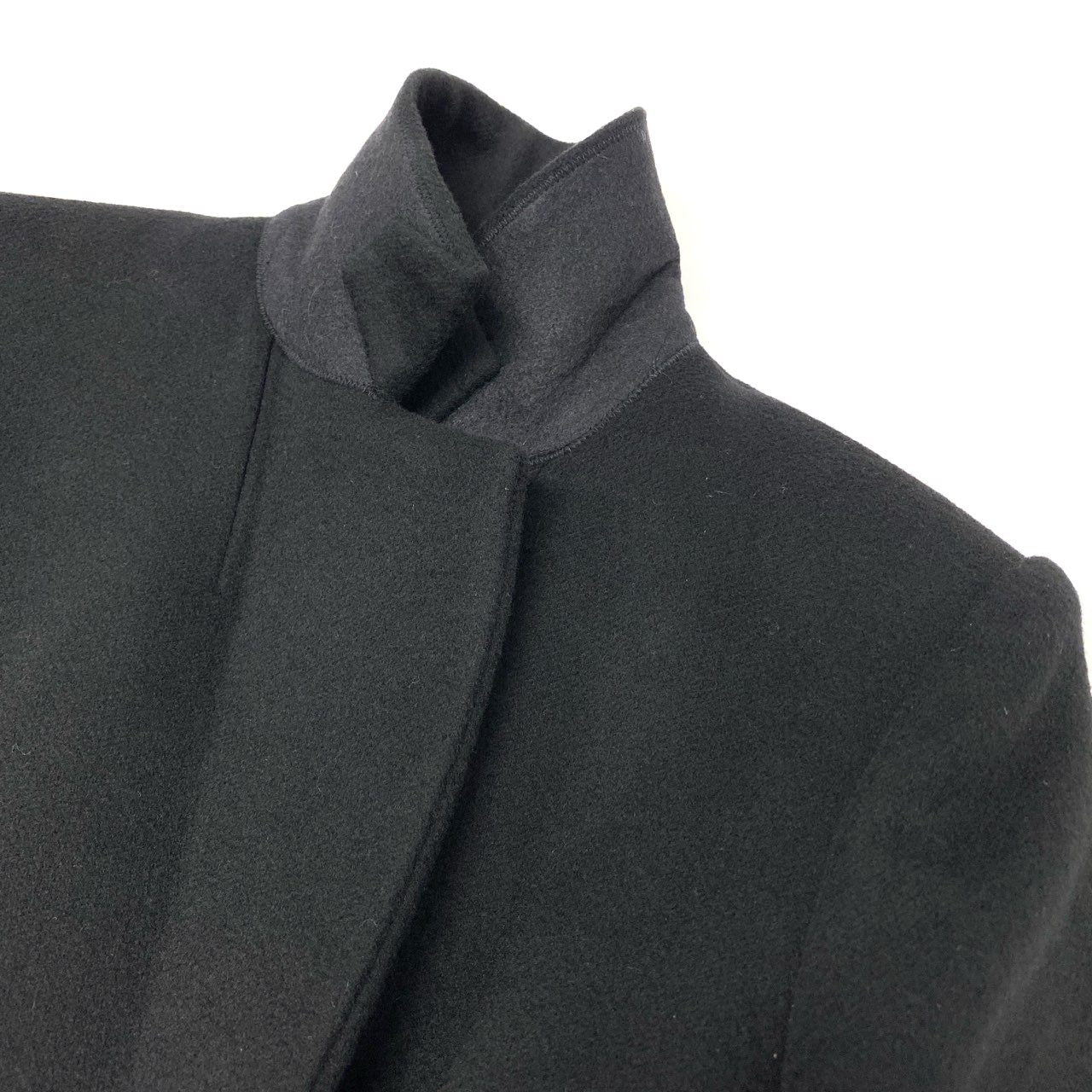 24k28《美品》 Salvatore Ferragamo サルヴァトーレフェラガモ チェスターコート ロングコート レザーベルト 38 ブラック カシミヤ100 レディース イタリア製u02t