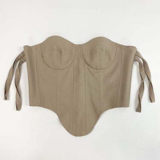 60j27《極美品》rokh ロク 22SS クロップドコルセット オフショルダートップス R0CA202 38サイズ ベージュ レディースu02t