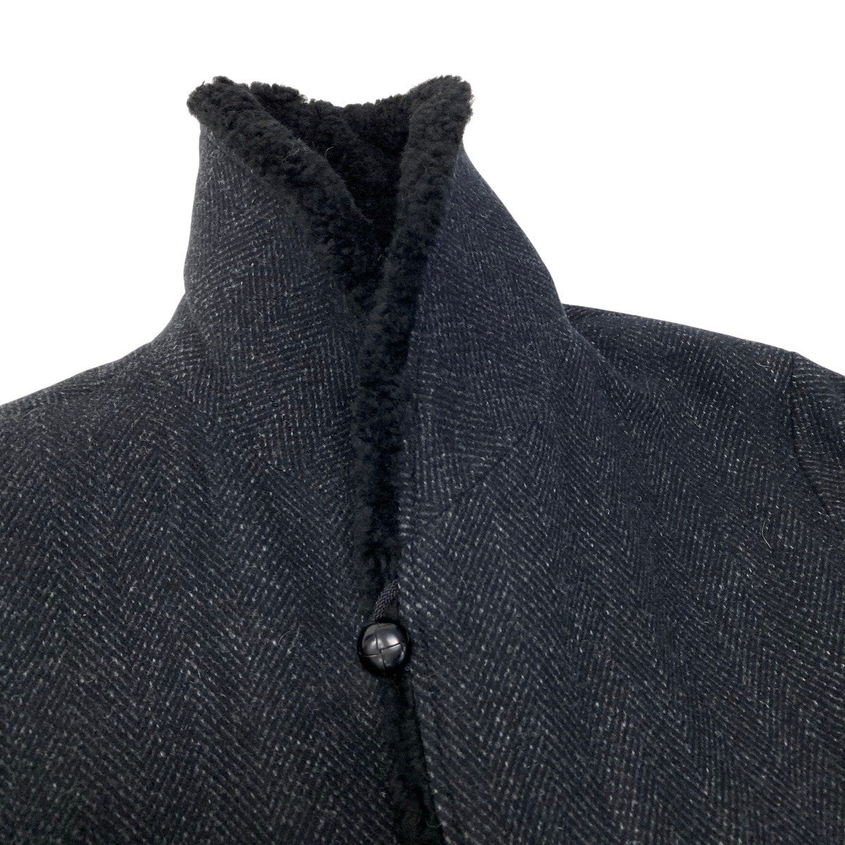 42h18 WACKO MARIA ワコマリア Ermenegildo Zegna ギャングコート アルパカブレンド 羊革 ボアカラー  S ブラック系 メンズ 男性用t18r