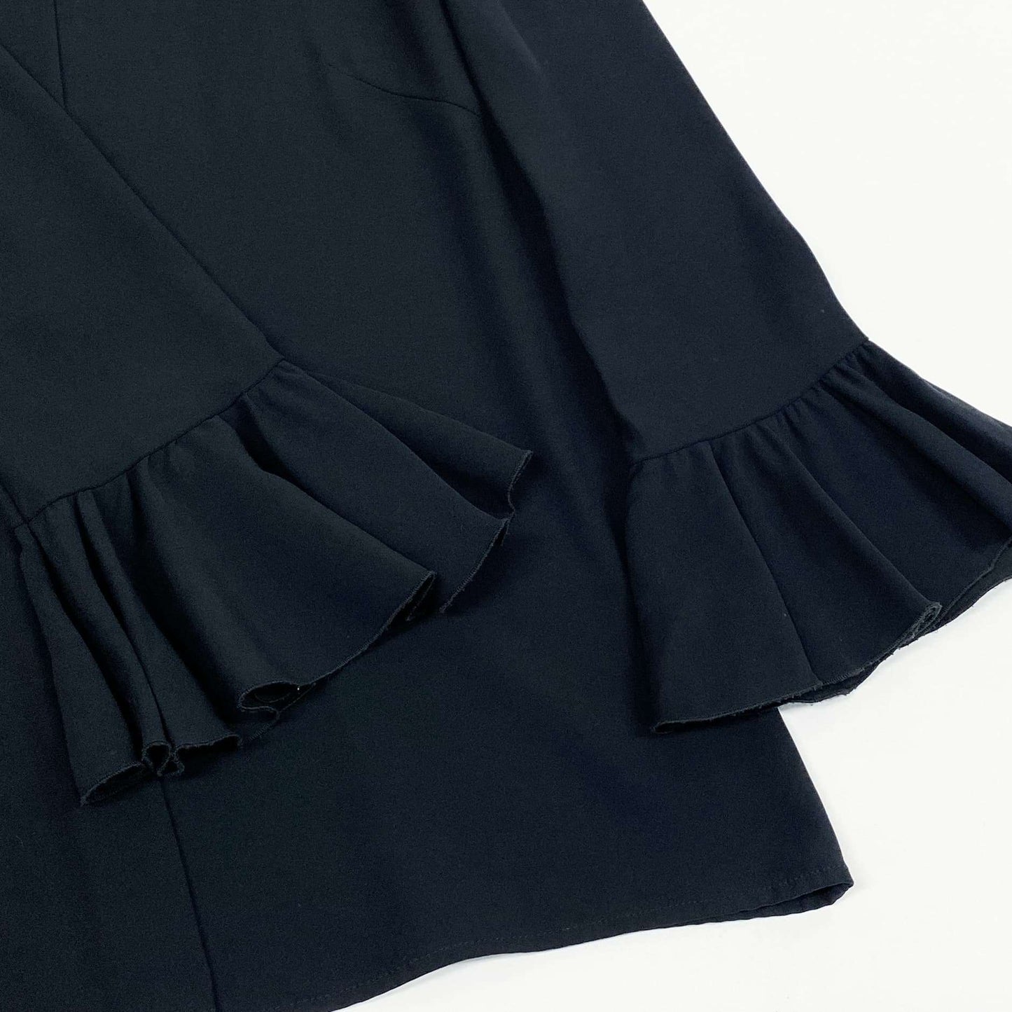 Eb23 CELINE セリーヌ フリルスリーブ ブラウス 長袖シャツ トップス 34 ネイビー シルク レディースu02t