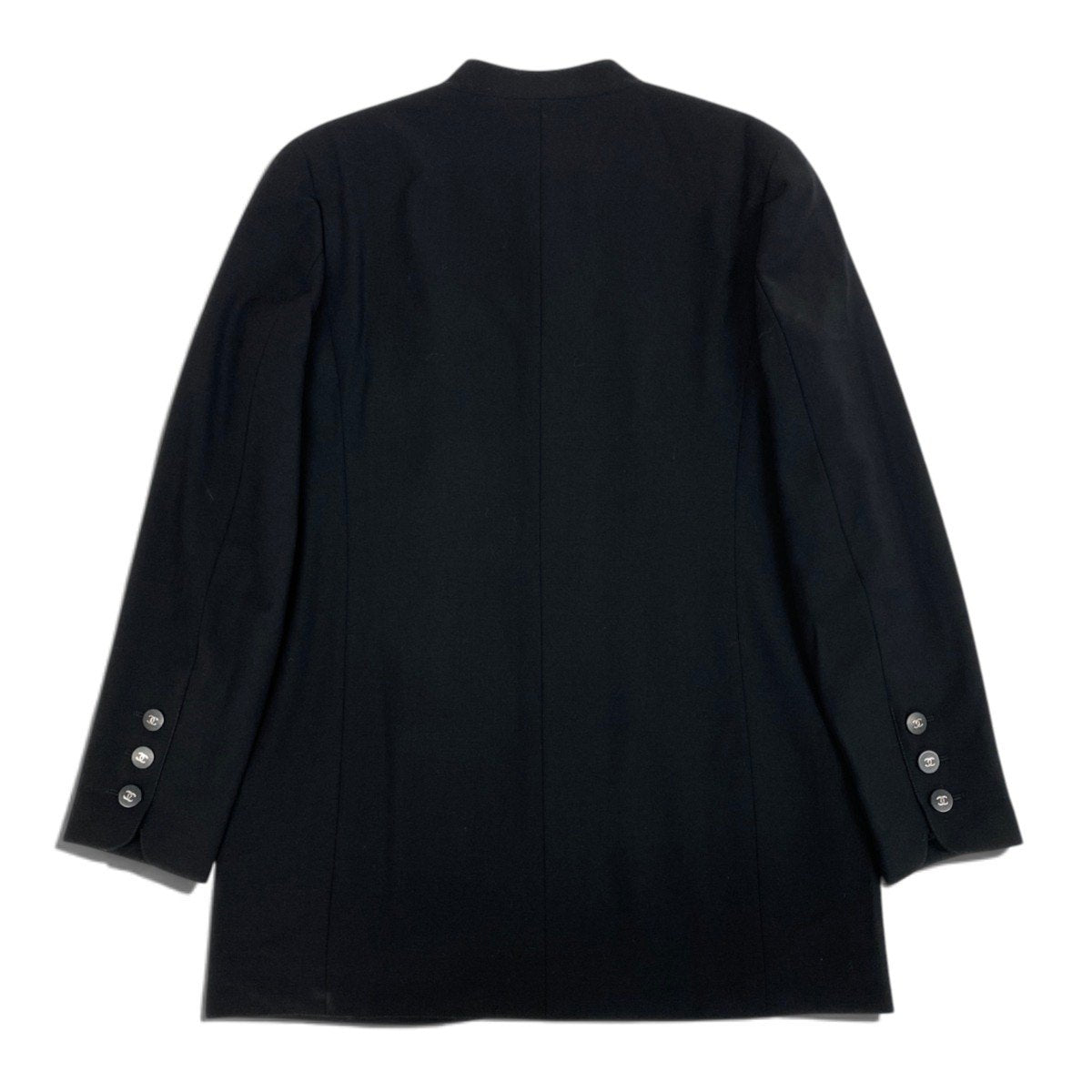 i22 CHANEL シャネル ヴィンテージ CCボタン ラウンドネックジャケット Vintage CC Button Round Neck Jacket P06469 Size40 ブラックt18r