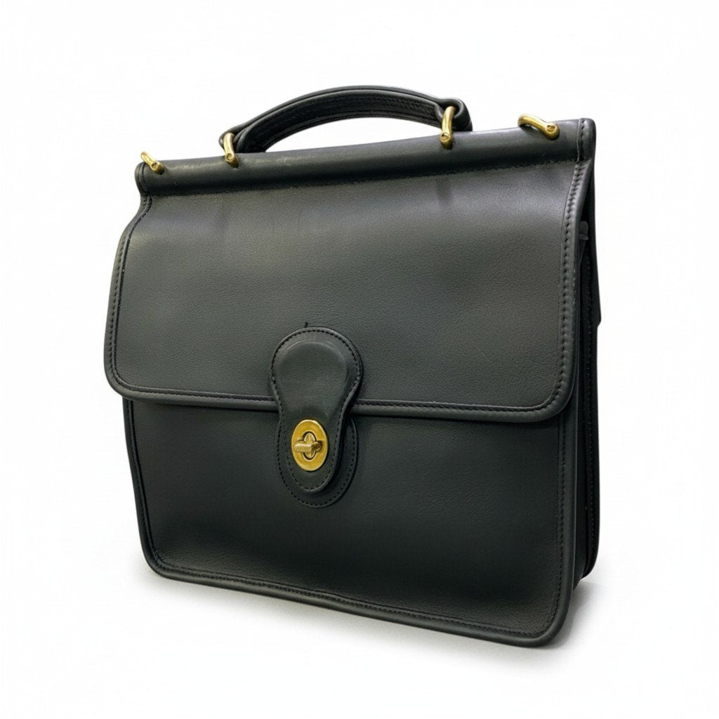 Cc24 COACH オールドコーチ ウィリス ターンロック ショルダーバッグ 9927 ネイビー レザー 2WAYt18r