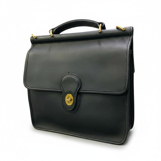 Cc24 COACH オールドコーチ ウィリス ターンロック ショルダーバッグ 9927 ネイビー レザー 2WAYt18r