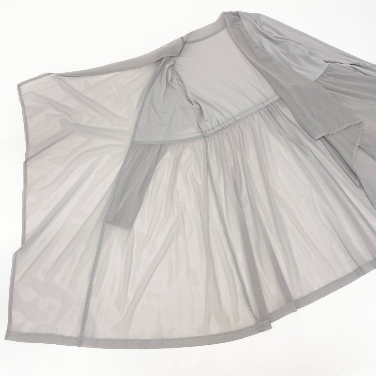 18k20《美品》 TOKUKO 1er VOL トクコプルミエヴォル ロングカーディガン メッシュ切替 ロングスリーブ レディース 女性用 9 ライトグレーu02t