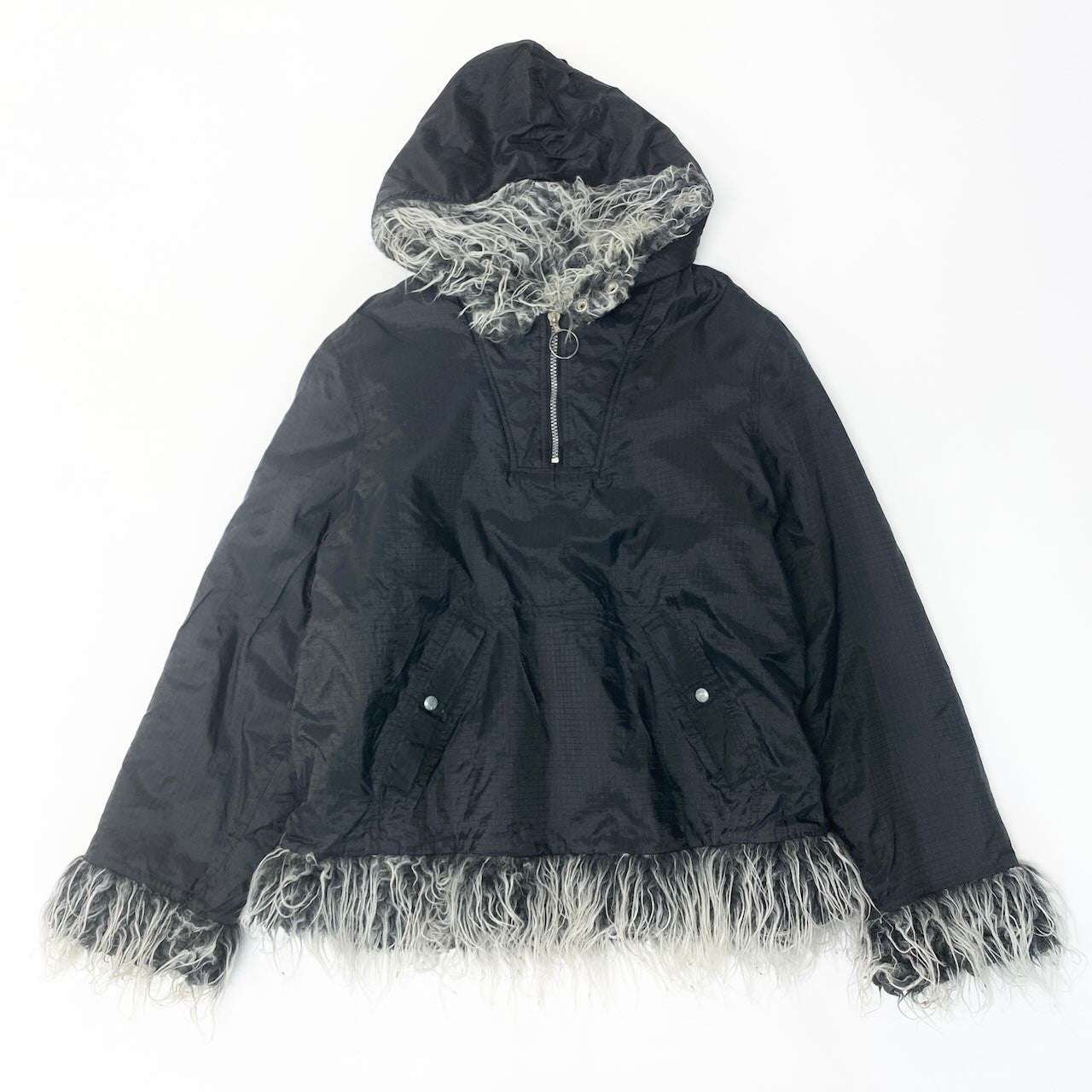 72c24 DIESEL ディーゼル Y2K リバーシブル ファーバーカー Vintage Reversible Fur Parka ブラック ヴィンテージ レアデザインt18r