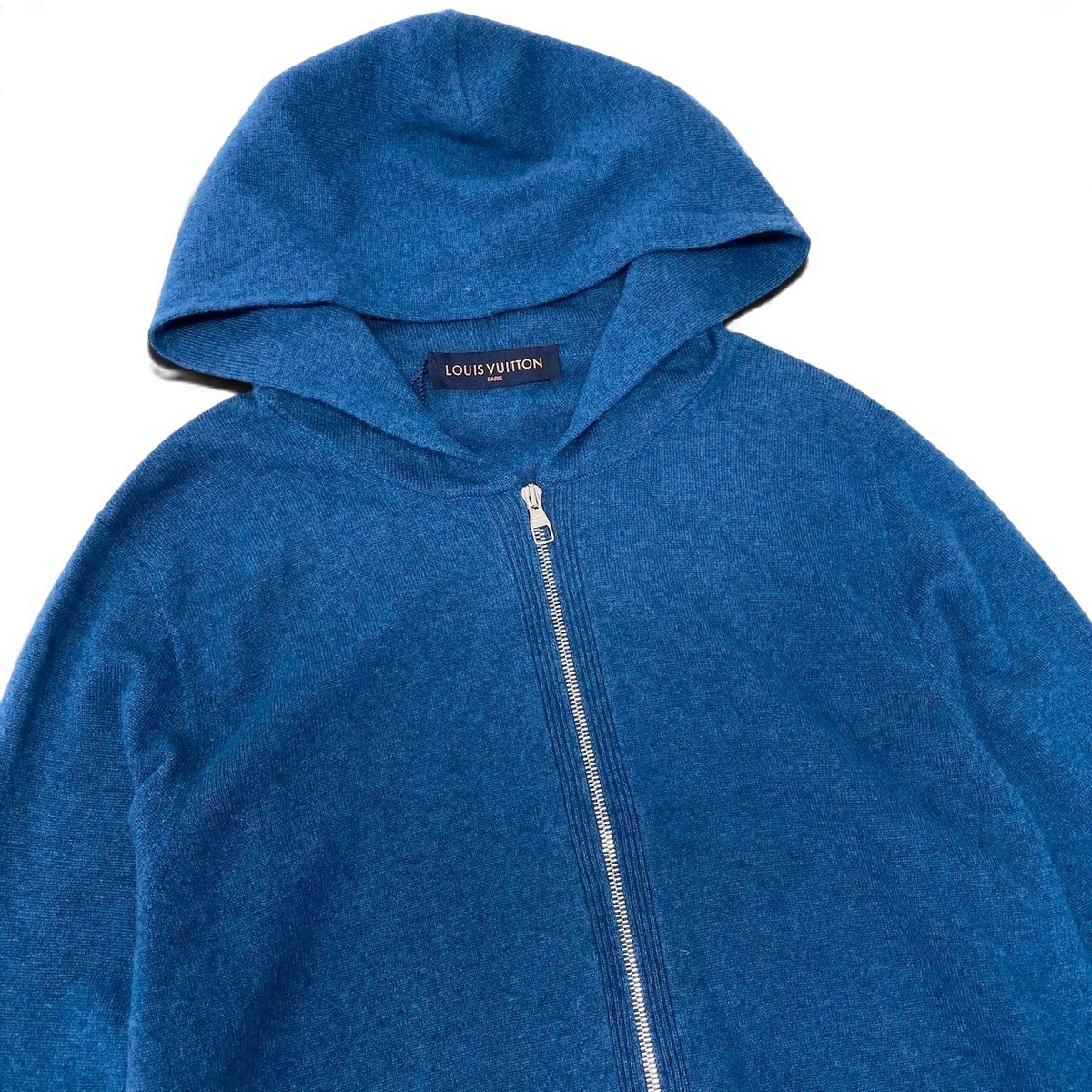 47j16 【未使用】 LOUIS VUITTON ルイヴィトン 2018年 カシミヤ ジップアップパーカー KC7 HAN45W サイズXL ブルー カシミヤ100％ メンズu02t