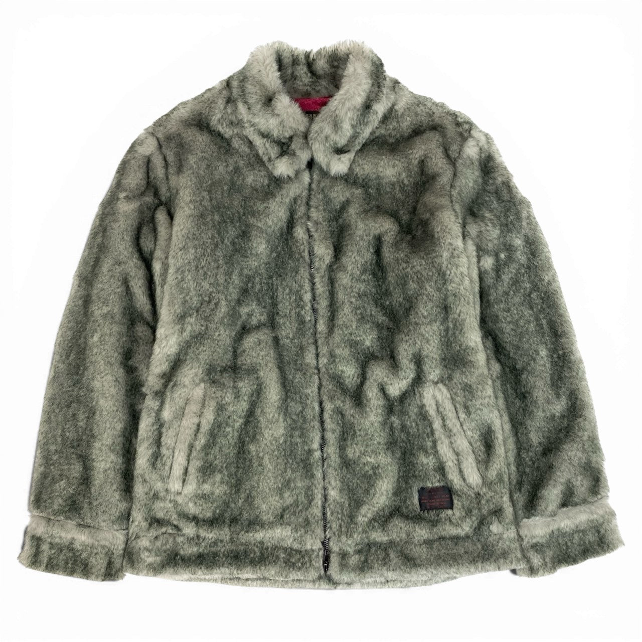 58a21 Zephyren ゼレファン ファージャケット ダブルジップ 裏地ベロア〇 メンズ 紳士服 サイズM グレーu02t