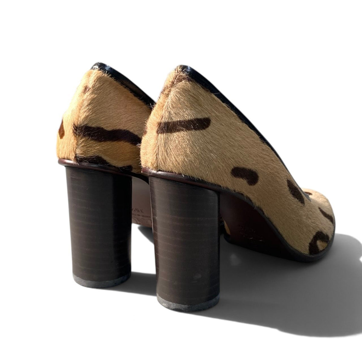 2i16 【美品】FENDI フェンディ ハラコ ヴィンテージ パンプス チャンキーヒール シューズ 35 1/2サイズ ベージュ ブラウン レディース 女性用u02t