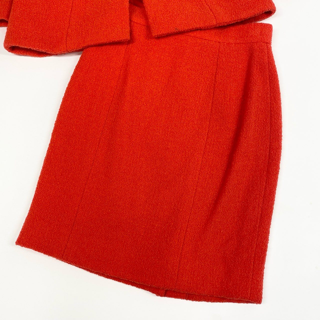 44a15 【archive】CHANEL ヴィンテージ シャネル 1994年 ランウェイ ツイードジャケット スカート セットアップ ゴールドボタン サイズ36 レッド レディースta1