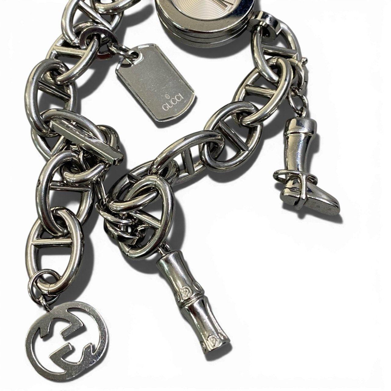 b13【稼働品】GUCCI グッチ シルバー ステンレス チェーンブレスレット ブレスウォッチ 腕時計 107 レディース chain bracelet bracelet watchta1