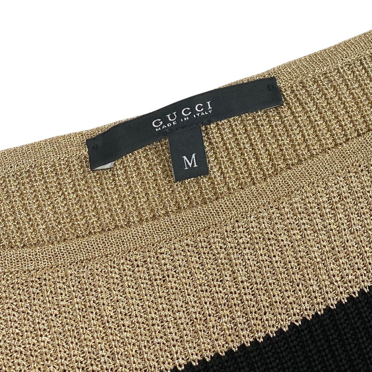 g13 【極美品】GUCCI トムフォード期 ボートネック 半袖ニットセーター イタリア製 Mサイズ ブラック ゴールド レディース 女性用k02i