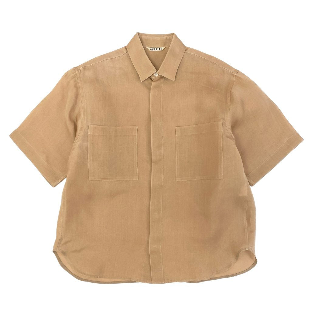 69L17 AURALEE オーラリー 半袖シルクシャツ A9SS01DO 0 コーラルピンク ボックスシルエット SILK SHIRT 日本製t18r