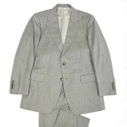 9L19 GUCCI グッチ スイス製 セットアップ スーツ ストライプ 大きいサイズ ジャケット パンツ BBN09-112-09 54 XLサイズ相当 グレー ウール メンズo07t