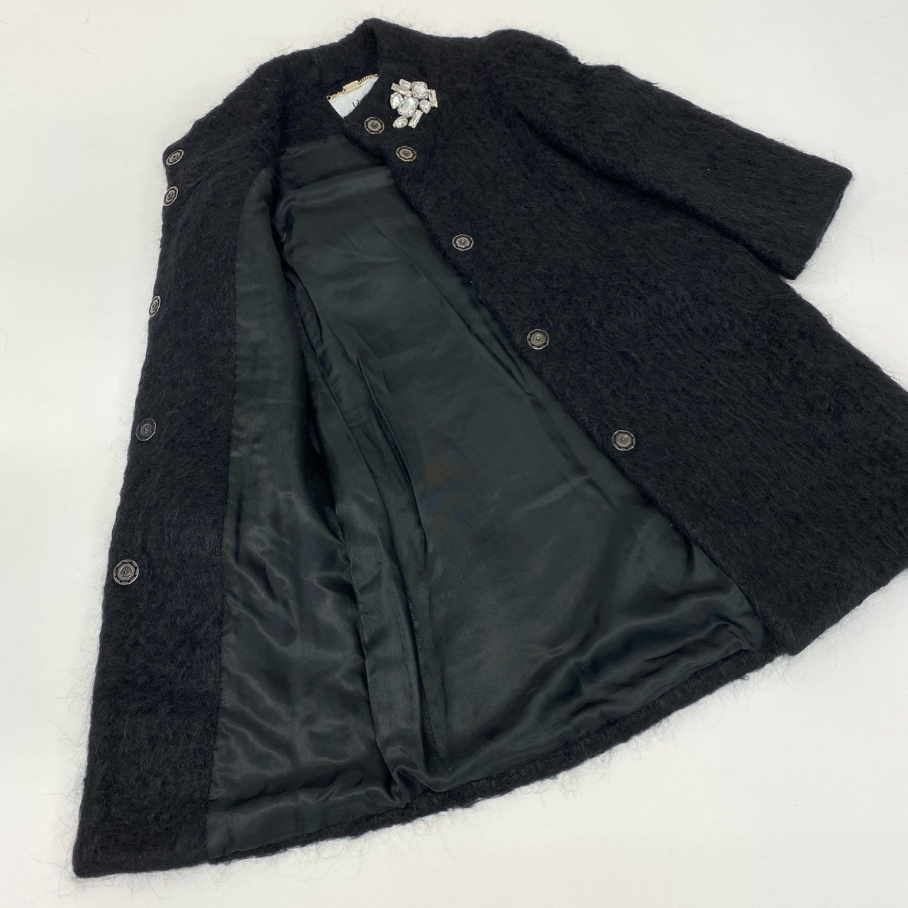 23L8《美品》 Blumarine blugirl ブルマリン ブルーガール シャギーコート ロングコート アウター ラインストーン装飾 38 ブラック レディース 女性用u02t